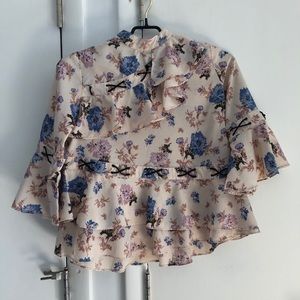 Pastel Flower Blouse with black detailing